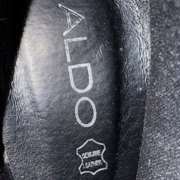 Aldo Black Genuine Leather High Block Heel Disco Ankle Boots NWOT - Picture 12 of 13